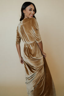 Sofia Velvet Maxi Dress | Gold | Baltic ...